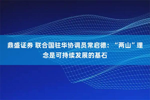 鼎盛证券 联合国驻华协调员常启德：“两山”理念是可持续发展的基石