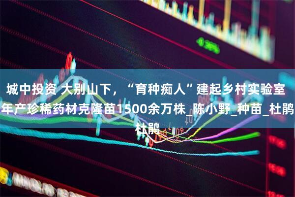 城中投资 大别山下，“育种痴人”建起乡村实验室 年产珍稀药材克隆苗1500余万株_陈小野_种苗_杜鹃